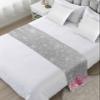 Abstract Christmas Tree Bed Runner for Cal. King Size Bed, Bedspread Protector Slipcover Bed Scarf for Foot Bed Runners & Scarves for Bedroom Wedding Room 94x20 Inches Blush Pink Xmas Snowflake Grey view 1