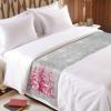 Abstract Christmas Tree Bed Runner for Cal. King Size Bed, Bedspread Protector Slipcover Bed Scarf for Foot Bed Runners & Scarves for Bedroom Wedding Room 94x20 Inches Blush Pink Xmas Snowflake Grey view 3