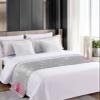 Abstract Christmas Tree Bed Runner for Cal. King Size Bed, Bedspread Protector Slipcover Bed Scarf for Foot Bed Runners & Scarves for Bedroom Wedding Room 94x20 Inches Blush Pink Xmas Snowflake Grey view 4