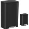 Arlopu 13.2+1.3 Gallon Step Trash Can, Stainless Steel Garbage Bin, Soft-Close Rubbish Bin with Removable Plastic Inner Bucket, Fingerprint-Proof, Lid Dustbin, for Kitchen Home (Black) view 1