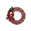 YHNJI Artificial Christmas Round Plaid Garland, Artificial Bowknot Wreath with Berry for Xmas Party, for Wall Window Indoor Outdoor Decor view 1