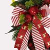 YHNJI Artificial Christmas Round Plaid Garland, Artificial Bowknot Wreath with Berry for Xmas Party, for Wall Window Indoor Outdoor Decor view 3