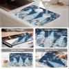 Christmas Dish Drying Mat for Kitchen Counter, Absorbent Reversible Dish Drainer Rack Mats for Coffee Bar Mats 18''x24'' 2 PCS Forest Winter Gnomes Snowflake Blue view 4