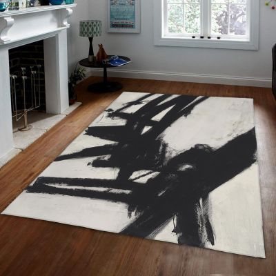 Black Living Room Rugs Abstract Expressionism Area Rugs for Bedroom Dinning Room Soft Carpet with Rubber Backing for Entryway Office 6'x10'
