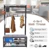 Metal Coat Rack with Shoe Bench and Hook, Multifunctional Entry Bench with Coat Rack, Easy to Assemble for Living Room, Hallway 80/100 * 33 * 172CM, White Grey view 4