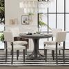 Brabrety 5-Piece Retro Round Dining Table Set with Curved Trestle Style Table Legs and 4 Upholstered Chairs for Dining Room,Suitable for Kitchen or Dining Room Living Room. (Dark Gray@7) view 3