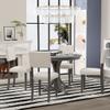 Brabrety 5-Piece Retro Round Dining Table Set with Curved Trestle Style Table Legs and 4 Upholstered Chairs for Dining Room,Suitable for Kitchen or Dining Room Living Room. (Dark Gray@7) view 4