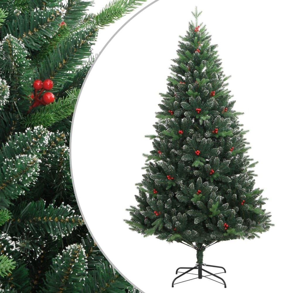 FAMIROSA Artificial Hinged Christmas Tree with Red Berries 82.7",14.6 KG,356734