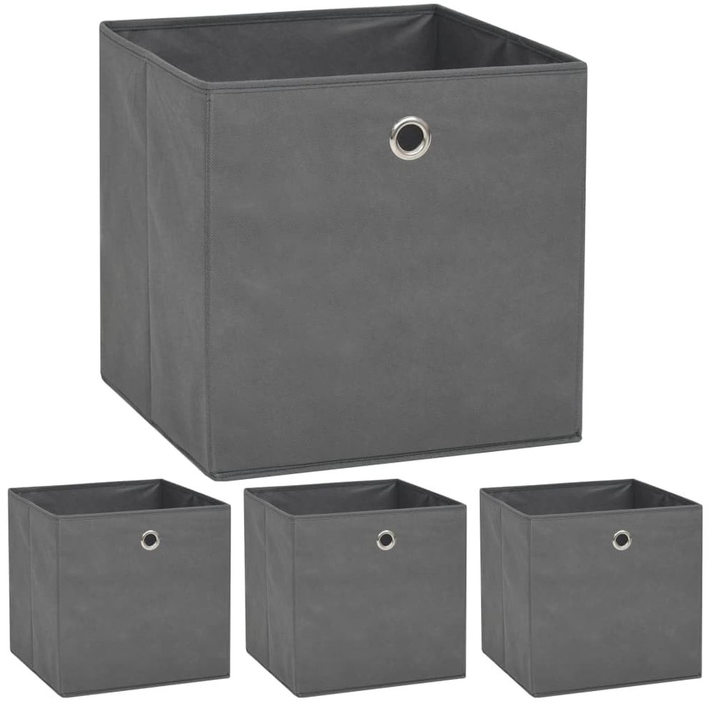 FAMIROSA Storage Boxes 4 pcs Non-woven Fabric 12.6"x12.6"x12.6" Gray,2.2 KG,245747