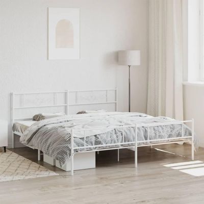 FAMIROSA Metal Bed Frame with Headboard and Footboard White 72"x83.9",25.6 KG,355339