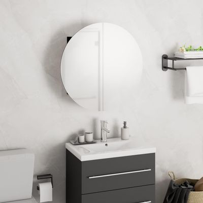FAMIROSA Bathroom Cabinet with Round Mirror&LED Black 15.7"x15.7"x6.9",11.04 KG,345580