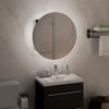 FAMIROSA Bathroom Cabinet with Round Mirror&LED Black 15.7"x15.7"x6.9",11.04 KG,345580 view 4