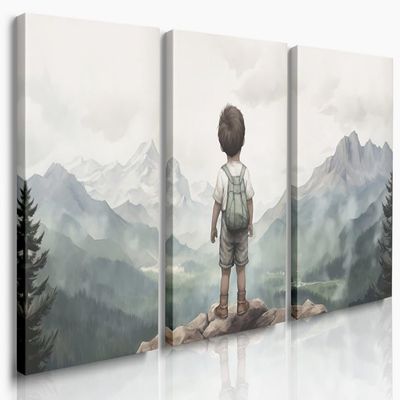 GUBIYU Adventure Nursery Decor, Nursery Nature Decor, Mountain Nursery,Toddler Room Decor Boy, Outdoors Nursery Decor,Woodland Nursery Print Kids Wall Art for Boys Bedroom Nursery Room Decor 12"x16"