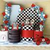 Aerdce Black and White Checkered Cylinder Pedestal Table Covers for Racing Party Stretchy Plinth Cover Birthday Decoration Supplies view 3