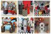 Aerdce Black and White Checkered Cylinder Pedestal Table Covers for Racing Party Stretchy Plinth Cover Birthday Decoration Supplies view 4