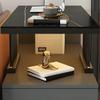CraftThink End Table, Modern Rectangular Side Table with Black Steel Four-Leg Base, Drawers, and Storage Shelves for Living Room Bedroom Balcony and Office, 2 White-Gray 35.5" L x 16" W x 23" H view 3