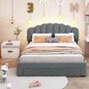 Warm Teddy Fleece Queen Size Upholstered Platform Bed with Drawer, LED Bed Frame,USB Ports,No Box Spring Required for Girls,Boys,Kids,Teens, Adults (Gray-@9.0) view 3