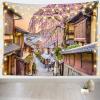 Loccor 60''x50'' Japan Kyoto Ancient Streets Tapestry Wall Hanging Spring Ancient Streets Scenery Blossom Cherry Background for Japan Travel Party Decorations Adults Bedroom Decor view 2