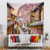 Loccor 60''x50'' Japan Kyoto Ancient Streets Tapestry Wall Hanging Spring Ancient Streets Scenery Blossom Cherry Background for Japan Travel Party Decorations Adults Bedroom Decor view 3