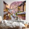Loccor 60''x50'' Japan Kyoto Ancient Streets Tapestry Wall Hanging Spring Ancient Streets Scenery Blossom Cherry Background for Japan Travel Party Decorations Adults Bedroom Decor view 4