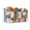 Indoor Air Conditioner Cover, Retro Middle Ages Abstract Geometic Orange Gray Pattern Dust-proof Window Air Conditioner Cover, Inside Window AC Unit Cover with Elastic Straps, 21L x 15H x 3.5D view 1