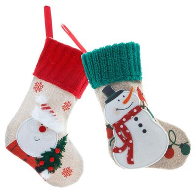 ibasenice 2pcs Xmas Stockings Hanging Ornaments Christmas Tree Decorations Candy Socks for Holiday Decor for Fireplace and Wall Joyful Xmas Atmosphere