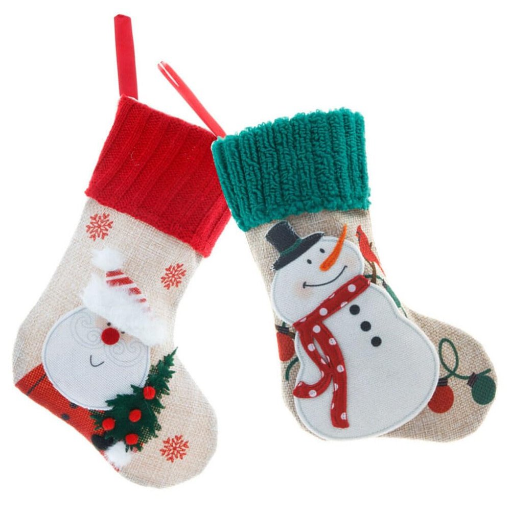 ibasenice 2pcs Xmas Stockings Hanging Ornaments Christmas Tree Decorations Candy Socks for Holiday Decor for Fireplace and Wall Joyful Xmas Atmosphere