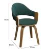 Wheelless Desk Chair, Mid-Century Modern Swivel Chair, Solid Wood Bent Wood Legs, Upholstered Bent Wood Home Office Chair for Small Spaces view 2