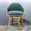 Wheelless Desk Chair, Mid-Century Modern Swivel Chair, Solid Wood Bent Wood Legs, Upholstered Bent Wood Home Office Chair for Small Spaces view 3