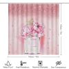 FBMLBRB Pink Art Modern Fashion 4 Pieces Shower Curtain Set, Watercolor Girl Perfume Cosmetics Florals Makeup Theme Diamonds Non-Slip Rugs Toilet Lid Cover Bath Mat and Bathroom Curtain view 2