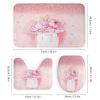 FBMLBRB Pink Art Modern Fashion 4 Pieces Shower Curtain Set, Watercolor Girl Perfume Cosmetics Florals Makeup Theme Diamonds Non-Slip Rugs Toilet Lid Cover Bath Mat and Bathroom Curtain view 3