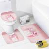 FBMLBRB Pink Art Modern Fashion 4 Pieces Shower Curtain Set, Watercolor Girl Perfume Cosmetics Florals Makeup Theme Diamonds Non-Slip Rugs Toilet Lid Cover Bath Mat and Bathroom Curtain view 4