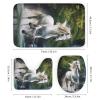 4Pcs Forest White Horse Waterproof Shower Curtain Sets for Bathroom,Animals Streams Modern Bathroom Decor Set with Shower Curtain and Rugs and Accessories view 3