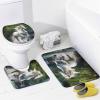 4Pcs Forest White Horse Waterproof Shower Curtain Sets for Bathroom,Animals Streams Modern Bathroom Decor Set with Shower Curtain and Rugs and Accessories view 4