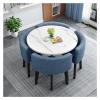 5 Piece Kitchen Table Set For 4,Kitchen Breakfast Bar Table And Chair Set,Dining Set 4 Chairs,Dining Round Table Soft Backrest Seat,Modern Style Furniture,For Home,Apartment,Coffee,Living Room ( Color view 1