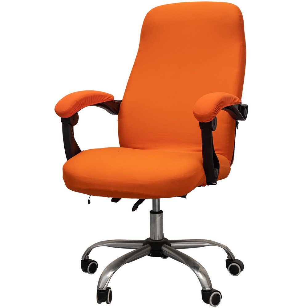 Melaluxe Office Chair Cover with Arm Covers - Universal Stretch Desk Chair Cover, Computer Chair Slipcovers (Size: L) - Orange