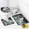 Running Waterfall Animal Shower Curtain Set for Bathroom, 4Pcs Forests White Horse Modern Bathroom Sets with Shower Curtain, Non Slip Rugs, Toilet Lid Cover, Bath Mat, Bathroom Decor view 4