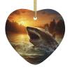 at Dusk Fish Christmas Tree Ceramic Hanging Ornaments Two-Side Printed Heart Hanging Pendant Ceramics Hanging Keepsake for Holiday Wedding Party Christmas Decoration view 2