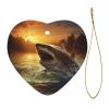 at Dusk Fish Christmas Tree Ceramic Hanging Ornaments Two-Side Printed Heart Hanging Pendant Ceramics Hanging Keepsake for Holiday Wedding Party Christmas Decoration view 3