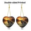 at Dusk Fish Christmas Tree Ceramic Hanging Ornaments Two-Side Printed Heart Hanging Pendant Ceramics Hanging Keepsake for Holiday Wedding Party Christmas Decoration view 4