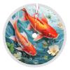 Japanese Pretty Red carp Fish Christmas Tree Skirt 36" Xmas Tree Skirt Gorgeous Edge Tassel Christmas Tree Mat for Holiday Party Christmas Decorations for Xmas Tree Christmas Ornaments view 1