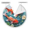 Japanese Pretty Red carp Fish Christmas Tree Skirt 36" Xmas Tree Skirt Gorgeous Edge Tassel Christmas Tree Mat for Holiday Party Christmas Decorations for Xmas Tree Christmas Ornaments view 3
