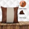 LL LEATHER LOVERS Lambskin Leather Pillow Cover - Sofa Cushion Case - Decorative Throw Covers for Living Room & Bedroom, 20x20 Inches - Tan & Off-White Pack of 2 view 4