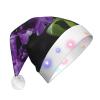 Dwrepo Purple Flower Christmas Hat with LED Lights Adult Santa Hat Plush Xmas Hat for Women Men Party Supplies view 1