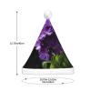 Dwrepo Purple Flower Christmas Hat with LED Lights Adult Santa Hat Plush Xmas Hat for Women Men Party Supplies view 4