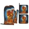 Beer Foam Oven Mitts and Pot Holders Sets Barbecue Mitts High Heat Resistance Anti Slip for Baking Cooking view 1