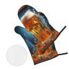 Beer Foam Oven Mitts and Pot Holders Sets Barbecue Mitts High Heat Resistance Anti Slip for Baking Cooking view 3