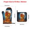 Beer Foam Oven Mitts and Pot Holders Sets Barbecue Mitts High Heat Resistance Anti Slip for Baking Cooking view 4