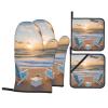 A Beautiful Seagull Oven Mitts and Pot Holders Sets Barbecue Mitts High Heat Resistance Anti Slip for Baking Cooking view 1