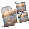 A Beautiful Seagull Oven Mitts and Pot Holders Sets Barbecue Mitts High Heat Resistance Anti Slip for Baking Cooking view 2